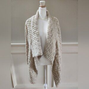 Jones New York Signature Cream Chunky Knit Open Wool Alpaca Blend Cardigan